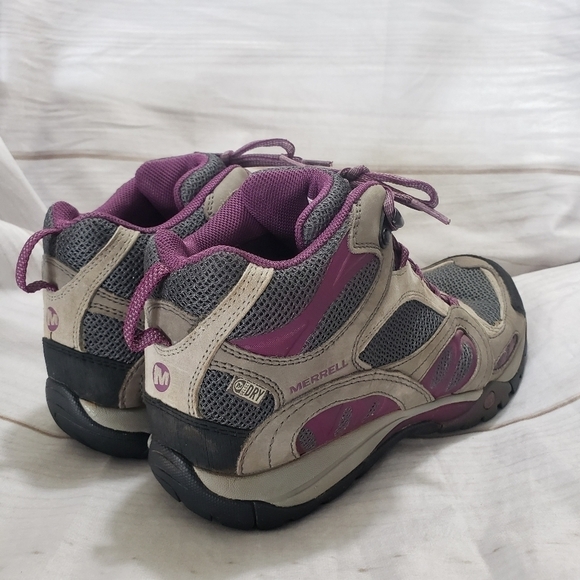 Merrell Castle Rock Gray Purple Hiking Boots Womens Size 8.5 Waterproof Lace Up - Picture 3 of 12